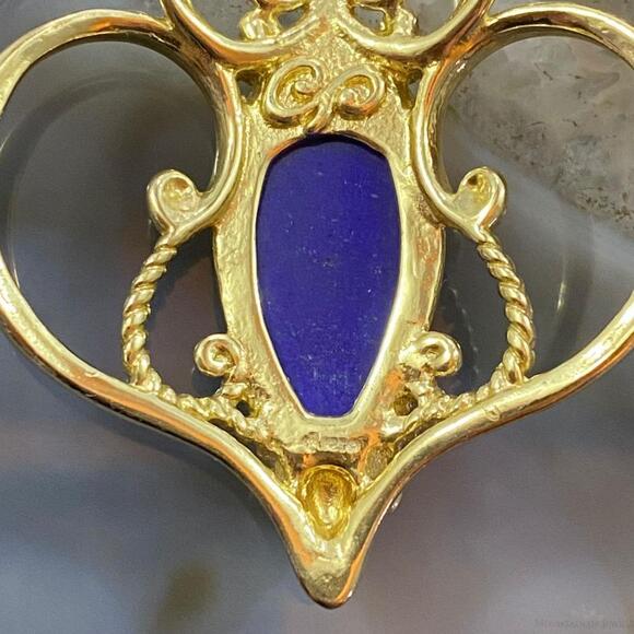 Carolyn Pollack Sterling Silver & Gold Plated Lapis Doublet Enhancer Pendant - Picture 7 of 10